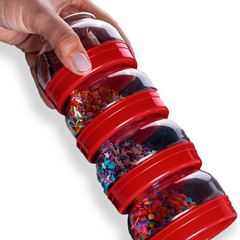 Conjunto Organizador de Plástico Gire e Trave 4 Unidades Vermelho PLASÚTIL / REF. 006481-6367