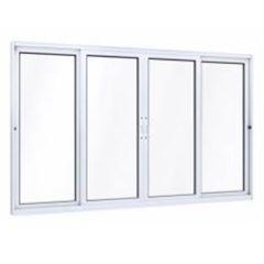 Janela de Alumínio com 4 Folhas Vidro Liso 100x200 Branco - Ref.9352.0 - LUCASA 