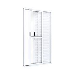 Porta Balcão de Alumínio 3 Folhas Veneziana Vidro Liso Lado Esquerdo 150x213cm Branco - Ref.A153.1 - RIOBRAS