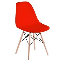 Cadeira em Polipropileno Pé de Madeira Eames Vermelho - Ref. F901004 - GARDENLIFE
