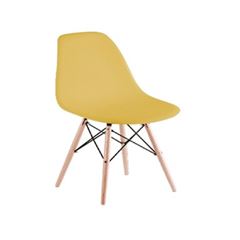 Cadeira em Polipropileno Pé de Madeira Eames Amarela - Ref.F904005 - GARDENLIFE