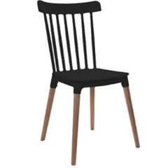 Cadeira com Pés de Madeira Windsor Preta - Ref.F908001 - GARDENLIFE