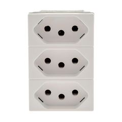 Tomada 3 Módulos 2P + T 250V 10A Triplex Plus Branco PIAL / REF. 612124NT