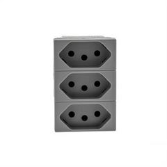 Tomada Módulo Plus+ Triplex 2P+T 10A Cinza - Ref. 615043CZ - PIAL