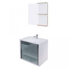 Gabinete de Banheiro MDF 60x50 com Espelho Slim Branco - Ref.910-5 - CRISMETAL