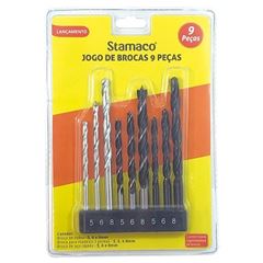 Kit de Brocas com 9 Peças para Metal Concreto e Madeira - REF.7692 - STAMACO