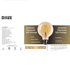 Lâmpada Filamento Led 8W Globinho G95 Bivolt 2200K Âmbar DILUX / REF. DI70697