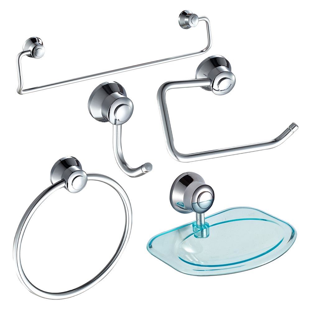 Kit Acessórios para Banheiro em Alumínio e ABS 5 Peças Cromado - Ref.DMR71816 - Dimar 