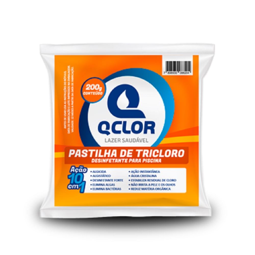 Pastilha de Tricloro para Piscina 200g Desinfetante QCLOR / REF. PA010075