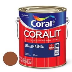Tinta Esmalte Brilhante Coralit Secagem Rápida Marrom Conhaque 3,6 Litros - Ref. 5202979 - CORAL 