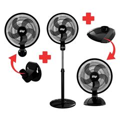 Ventilador 3 em 1 Coluna Mesa Parede RAJADA TURBO W130 50 cm 5 Pás Preto 220V WAP / Ref.FW046357