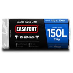 Saco de Lixo de Platisco 150 Litros com 10 Sacos Resistente Preto - Ref.10120788 - CASAFORT
