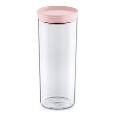 Porta Mantimentos de Plástico 2,5 Litros Pequeno Transparente com Tampa Rosa - Ref.uz311-ros - UZ