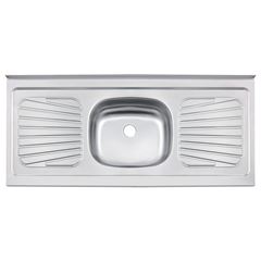 Balcão em Aço Inox 120x52x13 New Raggi 1 Cuba com Válvula e Escorredor Aço 430 TRAMONTINA / REF. 93041527