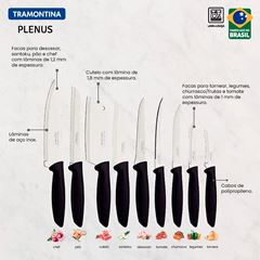 Kit Faca Inox 9 Peças Plenus Preto TRAMONTINA / REF. 23498/048