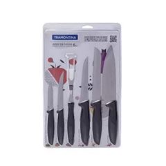 Jogo de Facas em Inox com 6 Peças Plenus Preto - Ref. 23498/051 - TRAMONTINA