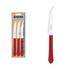 Conjunto de Facas para Churrasco Inox 3 Peças Leme Vermelho - Ref. 23180/374 - TRAMONTINA