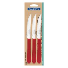 Conjunto de Facas para Churrasco Inox 3 Peças Leme Vermelho - Ref. 23180/374 - TRAMONTINA