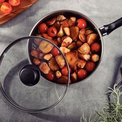 Frigideira Reta de Alumínio 22cm com Tampa Turim Chumbo - Ref. 20267/622 - TRAMONTINA