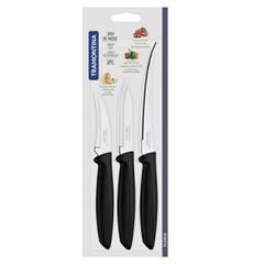 Jogo de Facas em Inox com 3 Peças Plenus Preto - Ref. 23498/012 - TRAMONTINA