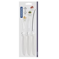 Jogo de Facas em Inox com 3 Peças Plenus Off White - Ref. 23498/312 - TRAMONTINA