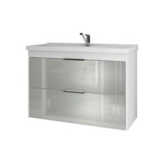 Gabinete de Banheiro mdf Suspenso 79Cm com Portas de Vidro Lavanda Premium Branco - REF.9932.2 - MGM