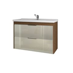 Gabinete de Banheiro mdf Suspenso 79Cm com Portas de Vidro Lavanda Premium Amêndoa off white - REF.9932.34 - MGM