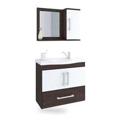 Gabinete Banheiro Atenas com Espelhadeira 59 x 56cm Café e Branco MGM / REF. 881.30 