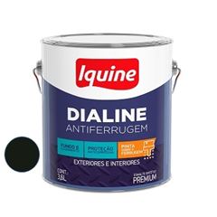 Tinta Esmalte Brilhante 3,6 Litros Dialine Antiferrugem Preto - Ref. 348205701 - IQUINE