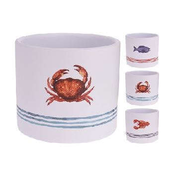Vaso de Cerâmica 12cm Sea Life Branco - Ref. 066001080 - EXCELLENT HOUSEWARE