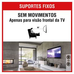 Suporte em Aço 10 a 100 para TV Fixo Universal Preto BRASFORMA / REF. SBRU859