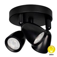 Spot Abs Led 3X12W Sobrepor Tulipa Base Redonda 3000k Preto DILUX / REF. DI82973