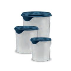 Kit Pote Plástico 1,4L, 2,3L e 4,1L com 3 Peças Cristal Redondo Cores - Ref.1810 - PLASVALE