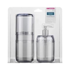Kit Sabonete Líquido 350ml mais Porta Escova em Polipropileno Transparente - Ref. SR1604/33C - SANREMO