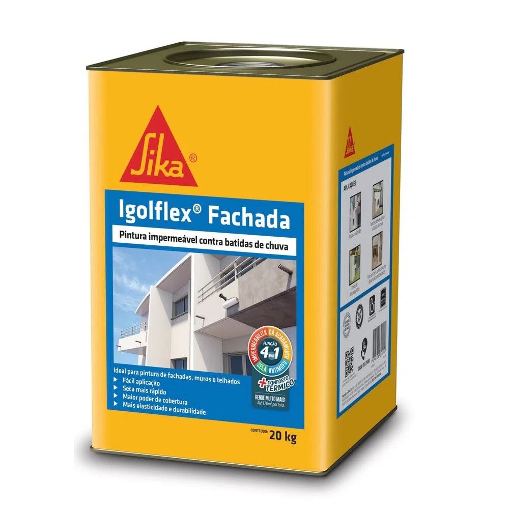 Impermeabilizante Igolflex Fachada 20kg Branco SIKA Impermeabilizante Igolflex Fachada 20kg Branco SIKA