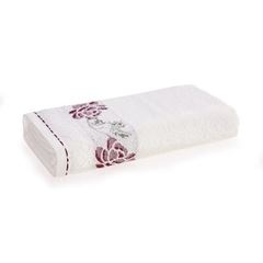 Toalha de Rosto Algodão Cecilie Branco e Vermelho - Ref. 3734294 - KARSTEN