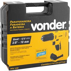 Parafusadeira e Furadeira com 1 Bateria 12V Íon de Lítion e Maleta VONDER / REF. 6001100120