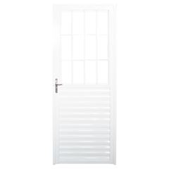 Porta de Alumínio 80x210 Postigo Lambril Liso Lado Direito PPLBCPL001 Branca - Ref. ELB009036 - QUALITY