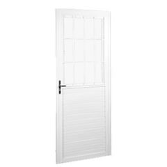 Porta de Alumínio 80x210 Postigo Lambril Liso Lado Esquerdo PPLBCPL002 Branca - Ref. ELB009037 - QUALITY