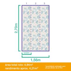 Papel de Parede Vinílico Tropical Metalizado Bege e Azul 9,5m BOBINEX / REF. 6935