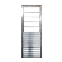 Porta de Giro Lado Esquerdo de Alumínio Natural com Basculante Folha de Vidro Canelado Home 80x210 QUALITY / REF. EMC043002