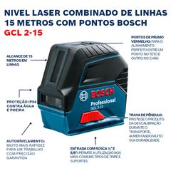 Nível Laser Vermelho GCL 2-15 15m com Bolsa e Suporte BOSCH / REF. 0601066E00-000