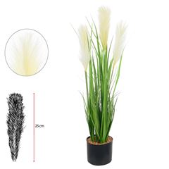 Folhagem de Grass com Pluma  85cm com Pote Verde e Creme FLORARTE / REF. 43525001