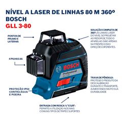 Nível Laser Vermelho GLL 3-80 30m BOSCH / REF. 0601063S00-000