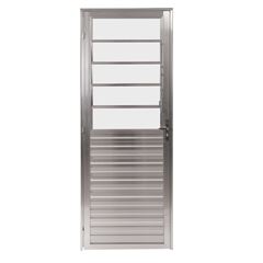 Porta de Giro Basculante Lado Direito Home de Vidro Liso 90X210 Alumínio Branco QUALITY / REF. HOB043003