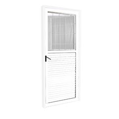 Porta de Giro Postigo Lado Direito Home de Vidro Canelado 90X210 Alumínio Branco QUALITY / REF. HOB044003