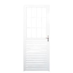 Porta de Giro Postigo Lado Direito Home de Vidro Liso 90X210 Alumínio Branco QUALITY / REF. HOB045003