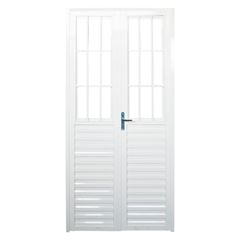 Porta de Giro Postigo Lado Esquerda Home de Vidro Liso 90X210 Alumínio Branco QUALITY / REF. HOB045004