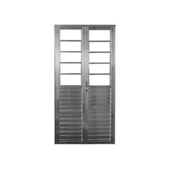 Porta de Giro Duplo Basculante Home 2 Folhas de Vidro Canelado 100X210 Alumínio Natural QUALITY / REF. EMC043005