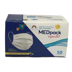 Mascara Descartável Infantil Tripla Camada com 50 Peças Medpack Estampada MEDEVICE / REF. 5498